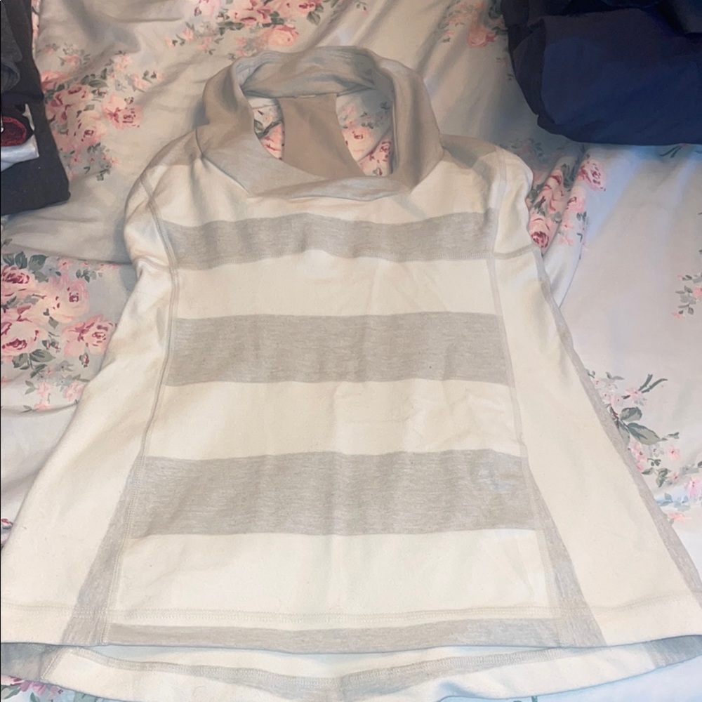 Lululemon Athletica Gray and Cream Striped Tank Top